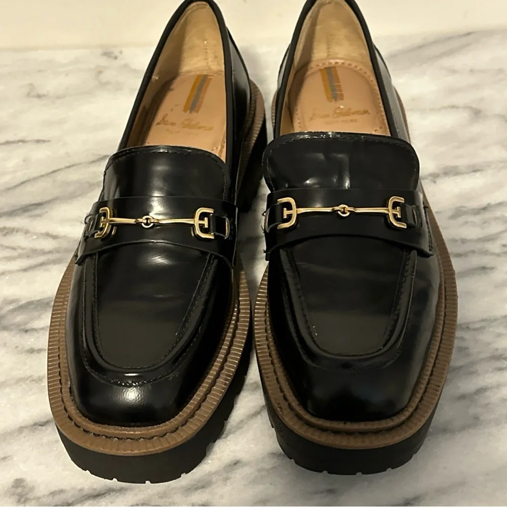 Sam Edelman Laura lug sole loafers gold buckle women’s size 6.5 Y2K